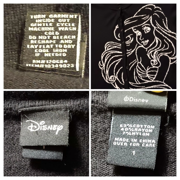 Torrid Disney Little Mermaid Ariel Black and White Button Down Cardigan Sweater - Picture 6 of 6